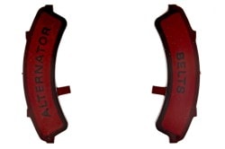 Indicator Lenses - Fuel Gauge - Alternator / Belts - Standard - Used ~ 1969 Mercury Cougar   33461,/,1969,1969 cougar,C9W,alt,alternator,belts,cougar,fuel,gauge,indicator,lens,lenses,mercury,mercury cougar,red,standard,used,window,windows,words