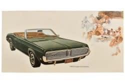 Dealership Poster Board - 22"x11" - 1969 Standard Convertible - Used ~ 1969 Mercury Cougar 33582-clone1 33712,1969,1969 cougar,22"x11",c9W,action,board,cardboard,center,centerfold,convertible,cougar,dealer,dealership,fold,hang,hanger,hanging,mercury,mercury cougar,password,poster,posterboard,promo,standard,used,wall