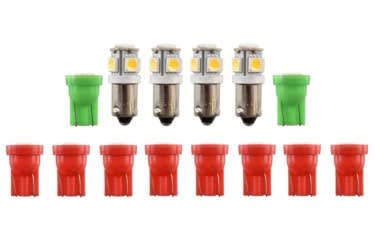 LED Bulbs - Dash Lights - Set of 13 - XR7 - Repro ~ 1971 - 1973 Mercury Cougar  1971,1971 cougar,1971 mustang,1972,1972 cougar,1972 mustang,1973,1973 cougar,1973 mustang,D1W,D1Z,D2W,D2Z,D3W,D3Z,cougar,ford,ford mustang,mercury,mercury cougar,mustang,bright,cluster,color,dash,factory,gauge,led,light,new,interior,bulb,repro,new,34216,dash,instrument,xr7