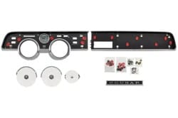 Standard Instrument Cluster / Dash Bezel Set - w/ Lenses and Dash Emblem - Repro ~ 1967 - 1968 Mercury Cougar   34263,/,1967,1967 cougar,1968,1968 cougar,C7W,C8W,dash bezel,bezel,bezels,chrome,cluster,cougar,dash,instrument,mercury,mercury cougar,new,pair,plastic,repro,reproduction,set,sdt,standard,std,gauge,gage,lens,lenses,emblem